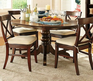 <span class=keywords><strong>Tavolo</strong></span> da Pranzo Rotondo <span class=keywords><strong>Allungabile</strong></span> in <span class=keywords><strong>Legno</strong></span> Massello con Piedistallo, Arredamento Contemporaneo Personalizzato per Sala da Pranzo - Product Image 4