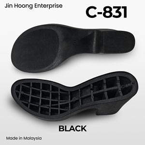 Jin Hoong Women's Durable Anti-Slip PVC C-831 <b>Wedges</b> 93mm Thick <b>Black</b> Outsole Water-Resistant Features - Product Image 2