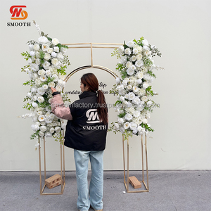 LEDA Direct Factory Sale Handmade White Rose Chrysanthemum Hanging Artificial Flower <b>Runner</b> for Wedding - Product Image 3