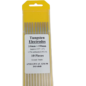 <span class=keywords><strong>Electrodo</strong></span> <span class=keywords><strong>de</strong></span> Tungsteno WL15 Tamaño 2.4/3.0mmX150/175mm para Soldadura <span class=keywords><strong>de</strong></span> Acero al Carbono, Color Dorado - Product Image 1