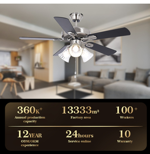 Quạt trần đèn trang trí 42 inch, động cơ đồng, kiểu cổ điển, sử dụng điện gia dụng - Product Image 2