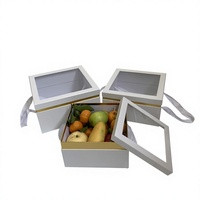 Draagbare PVC-laminaat transparante venster vierkante verse bloemen fruit cadeaudoos driedelige set eeuwige zeep souvenirdoos