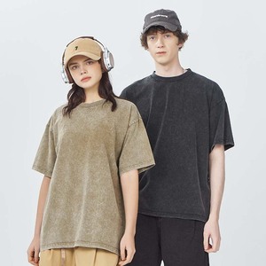 棉酸洗石水洗衣服男式t恤超大仿旧重量级定制复古男式t恤 - Product Image 1