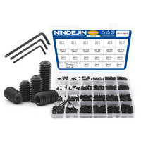 Vis de réglage NINDEJIN en acier au carbone noir, métriques M2-M10, à pointe conique, kit de vis assorties, norme GB, classe 12.9, à six pans creux