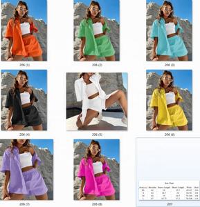 Y207206 レディース服 無地 半袖Tシャツとショートパンツのセット 2ピース レディースショートセット服 - Product Image 2