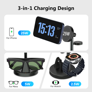 Nuevo Diseño 3 en 1, Base de Carga Inalámbrica con IA para Rayban Meta, <span class=keywords><strong>iPhone</strong></span> y <span class=keywords><strong>Apple</strong></span> Watch, Gafas Inteligentes con IA - Product Image 4