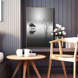Bianco e nero <span class=keywords><strong>casa</strong></span> tranquilla albero stampa su tela Poster immagine della parete decorazione artistica pittura a olio su tela Poster stampa immagine d'<span class=keywords><strong>arte</strong></span> - Product Image 4