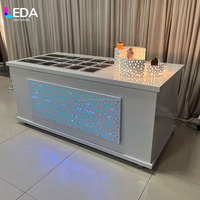 LEDA Chariot à bonbons mobile en métal personnalisé avec éclairage RGB, style simple, présentoir pour desserts et snacks, idéal pour la décoration de mariages et événements