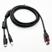 Câble USB vers USB B + Hosiden 3 broches DIN en Y personnalisé, alimenté 24V, avec noyau en ferrite pour imprimante de reçus POS et terminal EPOS