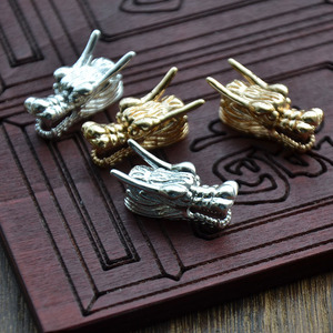 Cuentas espaciadoras de cobre con cabeza de dragón de 9x26 mm, chapadas en oro y plata, para la fabricación de collares - Product Image 3