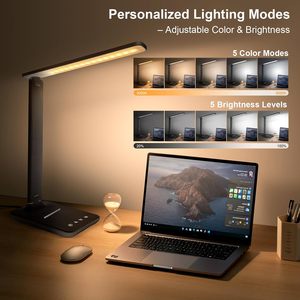 Lampe de bureau LED avec port de charge USB, lumière de table réglable et à intensité variable, 5 modes pour poste de travail de salon de manucure - Product Image 3