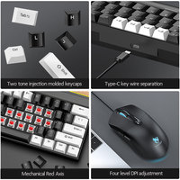 Ensemble clavier et souris mécaniques 61 touches, filaire Type-C, axe rouge, pour jeux