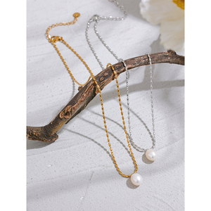 JINYOU 2085 Collar de Perlas Naturales de Agua Dulce de Lujo con Colgante de Acero Inoxidable, Elegante y Exquisito para Mujer, Joyería para Madre o Hermana - Product Image 2