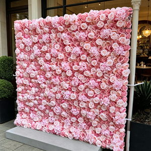 Soft <b>Blush</b> Rose Mixed Ivory Floral Panel Suitable For Luxury Wedding Dessert Table Background And Elegant Banquet Layout - Product Image 3