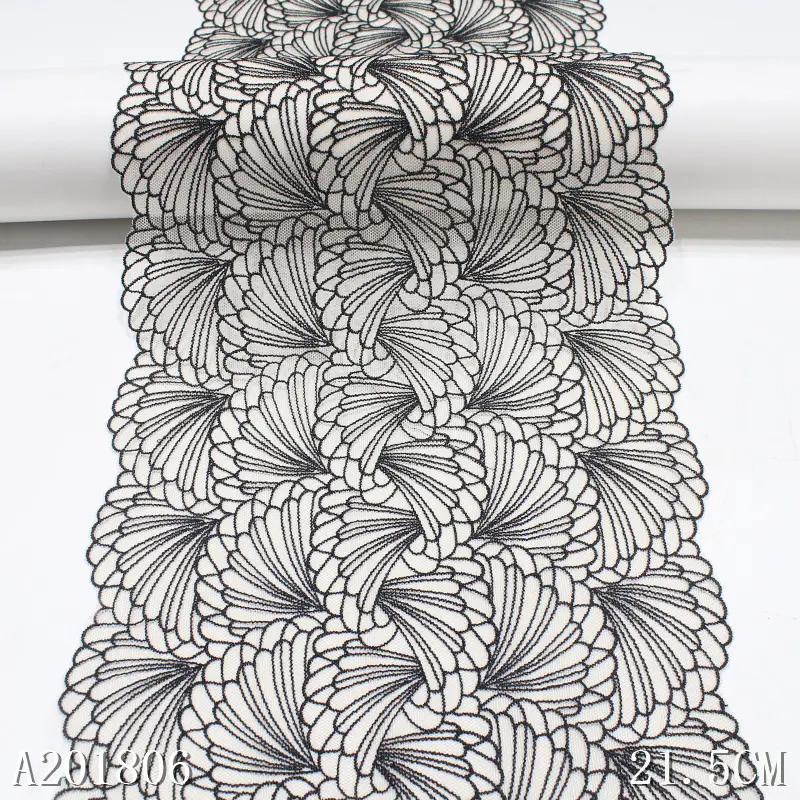 Unique embroidery trim 22cm Beige Mesh Fabric Fancy Fan Design for Women Clothes lace