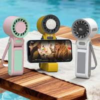 Ventilateur portable sans pales pour l'été, rechargeable par USB, pliable, avec poche à glace, support de téléphone, affichage numérique et moteur sans balais