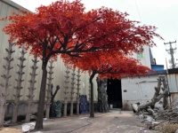 Arbre d'érable artificiel rouge à feuilles simples, écologique, fait main, durable, de 350 cm, pour aménagement mural et d'angle - En promotion