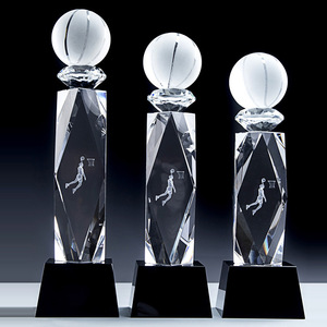 Trofeo de Baloncesto de Cristal Grabado con Láser, Cristal K9 de 80x270mm, 80x290mm, 80x310mm, Premio para Campeones de Competencias Deportivas - Product Image 1