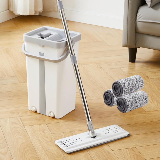 Wholesale LiangJing Cheap New Design Sale Flat Mop Bucket Set Self-Wringer Dual-Drive Large Capacity Microfiber Mops 20,000+