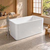 Baignoire japonaise autoportante rectangulaire minimaliste en acrylique blanc de 1120 mm avec finition lisse pour petites salles de bain