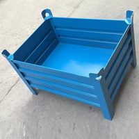 Bac à déchets auto-videur à fond bas en acier Q235 thermolaqué pour chariot élévateur, empilable, pour entrepôt, personnalisable OEM