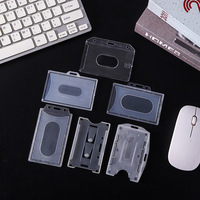 Porta Tarjetas de Visita Minimalista, Doble Cara, Transparente, de Plástico PC/PS/ABS, para Tarjetas de Identificación, Control de Acceso, Porta Credenciales