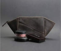 Sac à fermeture éclair en cuir vintage, organisateur de trousse de toilette, trousse de toilette de luxe pour femmes