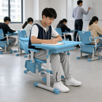 Bureau réglable en hauteur pour étudiants, tables et chaises de sieste, mobilier scolaire en plastique PP, ensemble de bureau et chaises pour l'école primaire