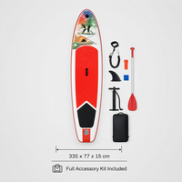 Planche à pagaie gonflable SUP de 11 pieds (335x77x15cm) avec kit d'accessoires complet, pagaie, pompe, leash, aileron et sac à dos