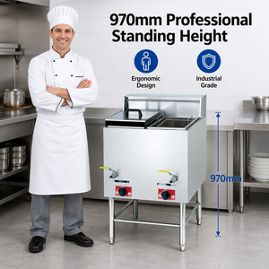 Commercial LPG Gas Deep Fryer 14L Double <b>Basket</b> Floor Standing Stainless Steel Fry Machine for Fried Chicken French Fries - Product Image 4