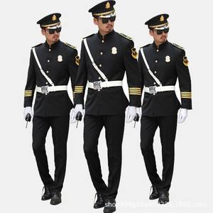 Uniforme <span class=keywords><strong>de</strong></span> sécurité pour homme à manches longues noir, style formel <span class=keywords><strong>de</strong></span> concierge, tenue <span class=keywords><strong>de</strong></span> travail, col montant - Product Image 2