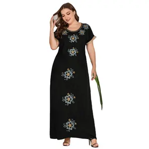 Hot sales embroidery plus size maxi dresses 4xl 3xl 2xl xl latest dress designs for ladies one piece dress women