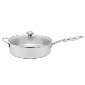 Sartén de acero inoxidable de tres capas de diseño moderno con cubierta de vidrio 24/26/28cm sartén de Cocina de Inducción sin revestimiento - Product Image 3