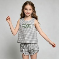 Ensemble de vêtements pour bébé fille personnalisé avec monogramme brodé, 2 pièces, sans manches, avec bloomers, en coton, pour nourrissons et tout-petits