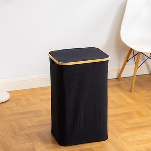 Collapsible Dirty Clothes Hamper with Handle Closet Storage <strong>Bin</strong> for Bedroom Bathroom Dorm - 66L <strong>Laundry</strong> Basket with Lid <strong>Black</strong> - Product Image 4