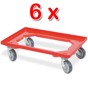 ลูกกลิ้งขนส่ง6ชิ้นสีแดงสำหรับกล่องตะกร้ากล่อง600x400มม. ล้อจัดการวัสดุ - Product Image 4