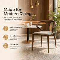 Fauteuil en bois à dossier cornu avec barre supérieure courbée, structure en bois de frêne massif, siège rembourré, pour restaurant, hôtel, café, bistrot, salle à manger