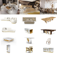 Ensemble de canapés de luxe italiens pour salon, mobilier de villa haut de gamme tout-en-un