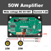 Placa Decodificadora de Amplificador DIY de 50W, 12V, Micrófono, Radio FM, TF, USB, AUX, Reproductor de Música para Auto, Altavoces, Control de Volumen