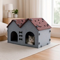Nichoir en feutre pour chat d'intérieur, lit pour chat pour salon, chambre à coucher, grotte pour chat, cachette avec deux entrées arquées, nid pour chatons, petits chats