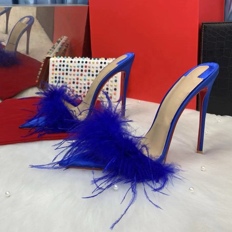 Feather Sandals Heels Elegant Women's Shoes for 2023