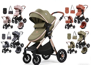 Passeggino 3 in 1 Stile Europeo New Born Pretty con Seggiolino Auto, Carrozzina Multifunzionale Pieghevole per Neonati - Product Image 6