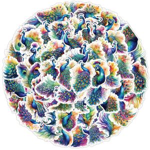 50 pièces beaux autocollants de Graffiti de dessin animé de paon coloré pour bouteille voiture vinyle <span class=keywords><strong>aquarelle</strong></span> oiseau autocollant autocollant - Product Image 2