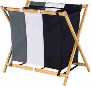 Panier à linge pliable Cestas Sacs et bacs de rangement pour vêtements Cesto De Ropa. Panier <span class=keywords><strong>Landry</strong></span> pliable en bambou avec 3 compartiments - Product Image 5