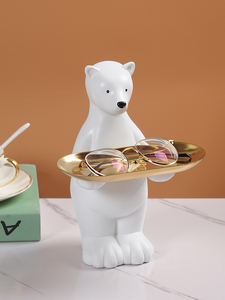 Unique mignon ours polaire résine artisanat créatif dessin animé ornement pour salon meuble TV plateau décoration clé stockage idée cadeau - Product Image 3