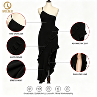 Robe longue élégante sans bretelles en mousseline de soie pour femme, personnalisable, décontractée, longueur ras du sol, avec fente à volants, couleur unie, OEM disponible
