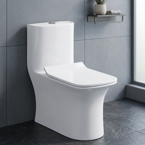 WC compact rectangulaire monobloc en céramique, à siphon en S, WC asiatique mural, équipement sanitaire pour salle de bain - Product Image 4