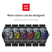 Montre personnalisée OEM 9937 avec logo pour homme, montre squelette noire de luxe, montre-bracelet pour homme, design 3D, montre sport à quartz, jante de voiture