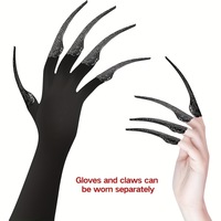 Gants à griffes de chat pour Halloween, style vampire, sorcière, démon, avec plumes de poulet, longueur poignet, accessoires de cosplay LP842