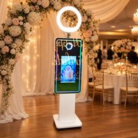Miroir Selfie Photo Booth avec Cadre Métallique Robuste et Stable 21,5/32 Pouces avec Option Flash LED Annulaire